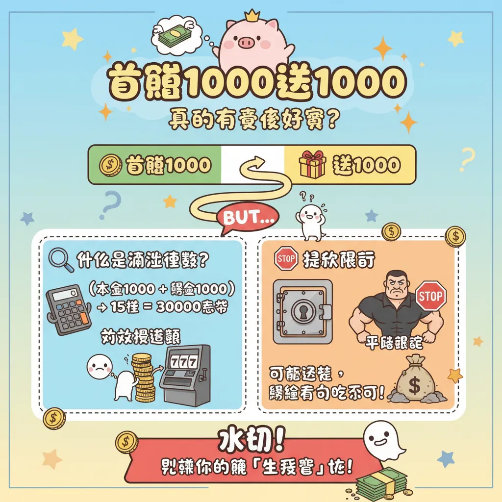 首儲1000送1000怎麼領？搞懂流水倍數與提款限制